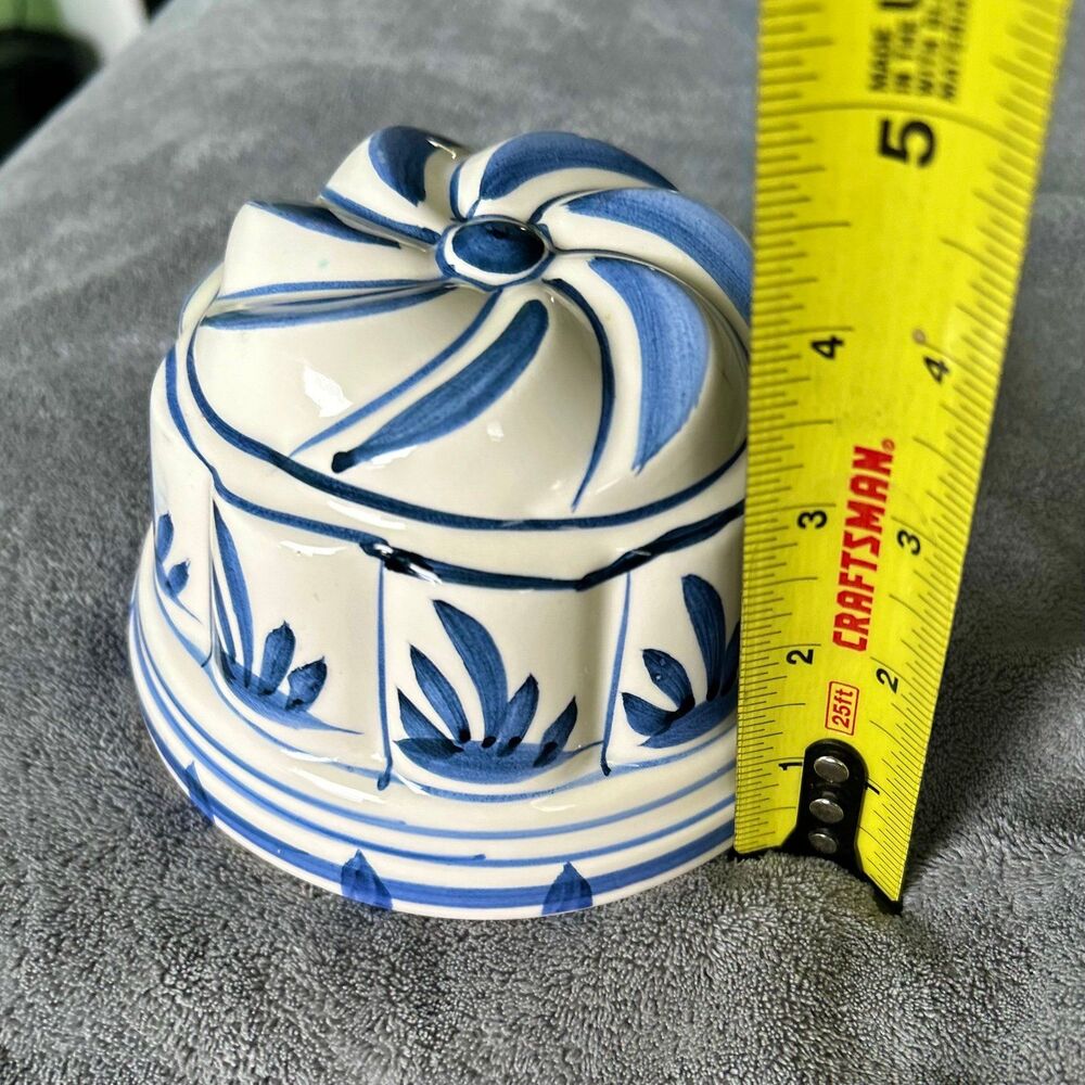 VTG Charming Blue Boho Unique Ceramic Bundt Shape Hanging Accent - Picture 9 of 10